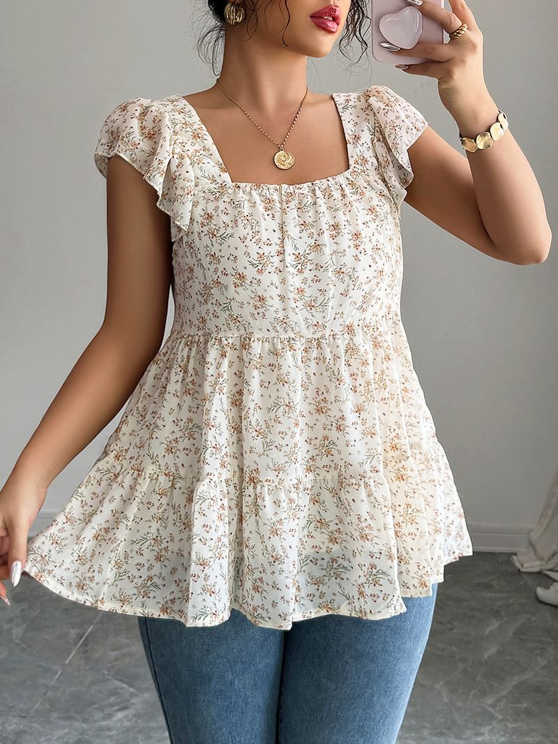Damenbekleidung Urlaub Einfacher Stil Gebrochene Blumentaille High-End-Oberteile Für Frauen Frühling Und Sommer_voghion.com