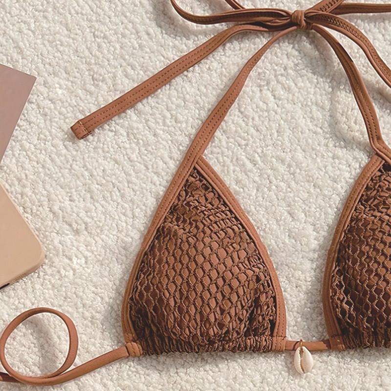 Vêtements pour femmes Couleur Sexy Bikini Maillot de bain trois pièces Chemise en maille pour femmes Jupe de plage Maillot de bain_voghion.com
