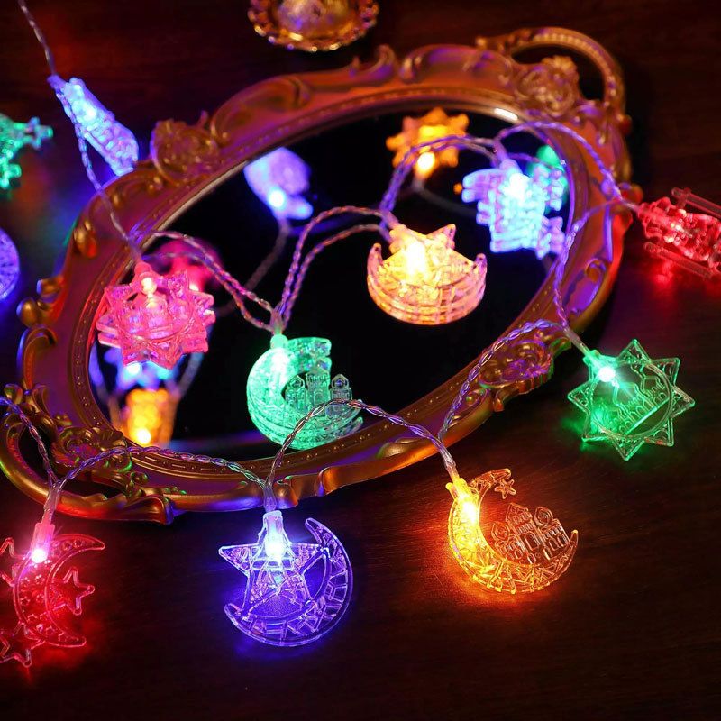 Star And Moon Light String Muslim Decoration Led String Light Star With Moon Middle East Festival Atmosphere Castle Palace Moon Lantern_voghion.com