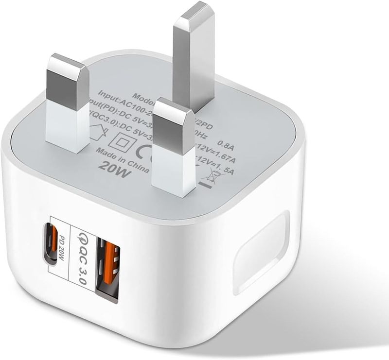 Dual Port Typ C USB 20W PD Schnelle Wand Stecker Ladegerät Reise Power Adapter UK_voghion.com