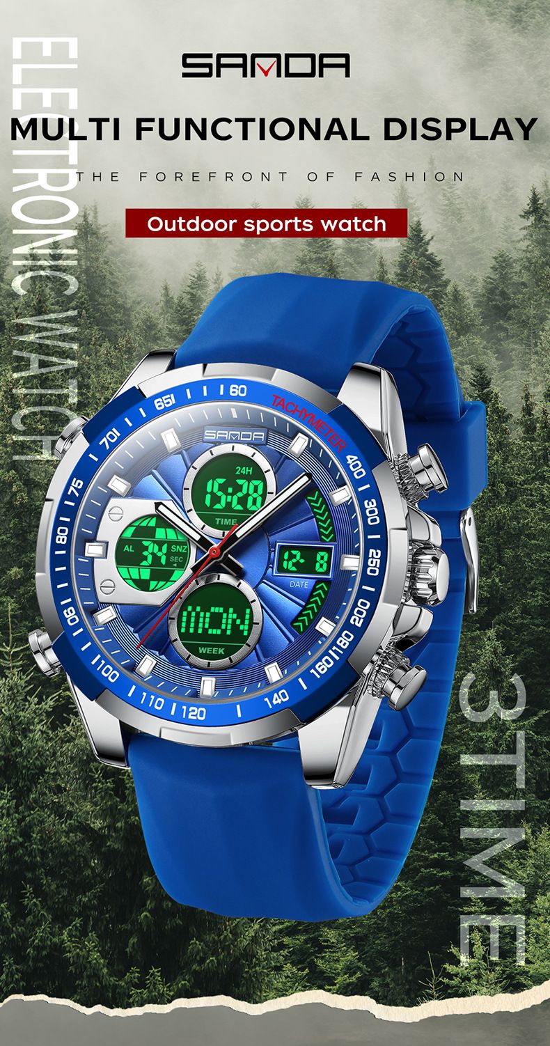 Orologio sportivo analogico digitale da uomo con doppio display, retroilluminazione a LED, impermeabile, timer per il conto alla rovescia, sveglia, cronometro, funzione giorno/data e orologio per il conto alla rovescia_voghion.com