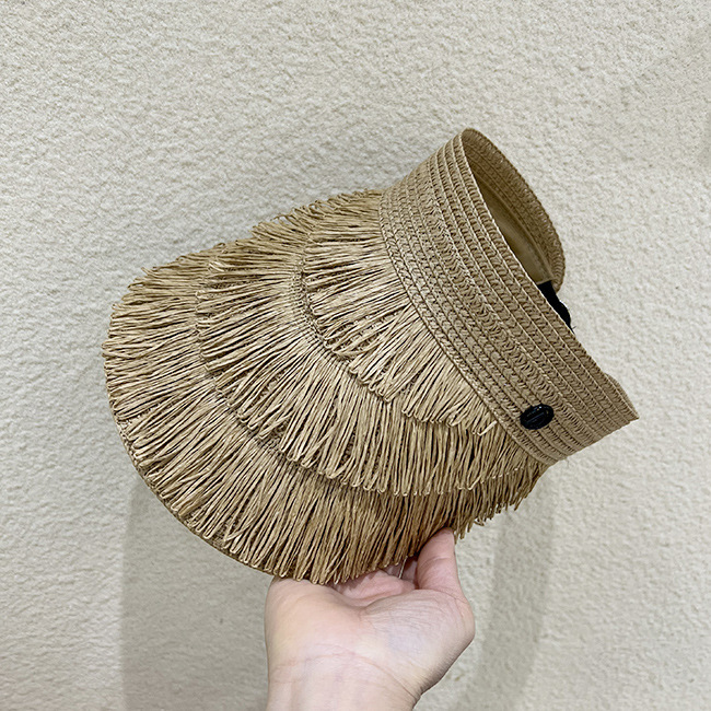 Top vuoto da donna in tessuto erboso, protezione da spiaggia, ombreggiatura, cerchietto per capelli da esterno, cappello in erba con lingua d'anatra, primavera e_voghion.com