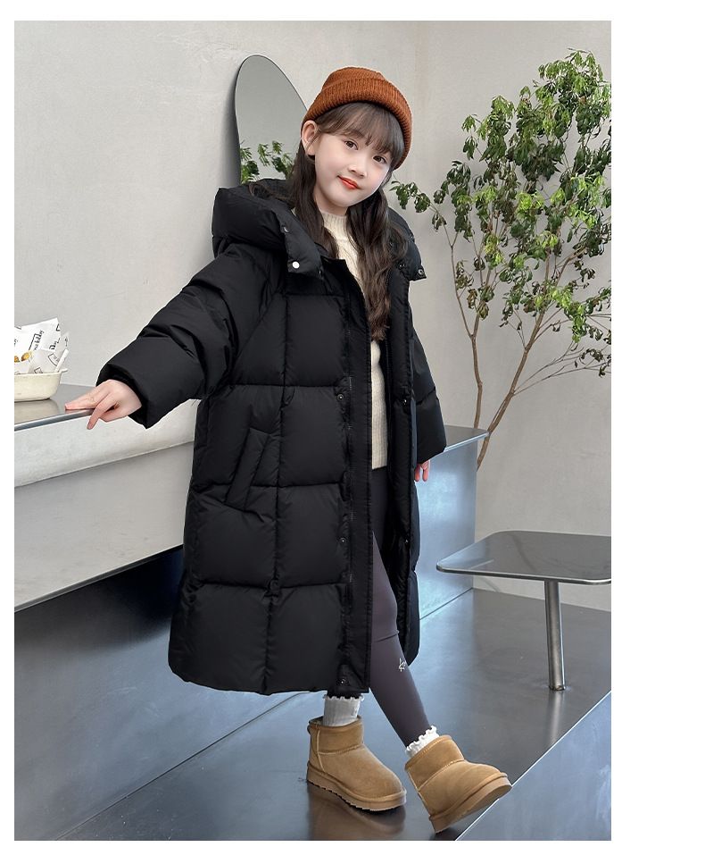 2024 New Children's Down Cotton Jacket, Extended Knee Length Cotton Jacket, Korean Style_voghion.com