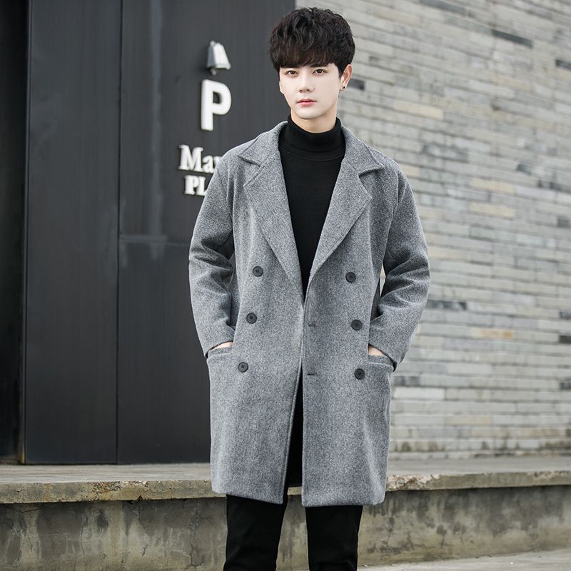 Autumn Winter New Trench Men's Mid-Length American Style Wool Coat High-End Casual Fashion Jacket_voghion.com