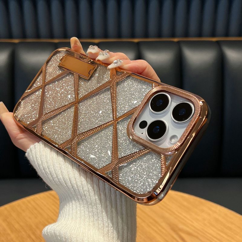 Phone Case & Covers Applicable To Mobile Phone Case Invisible Bracket Gradient Glitter Diamond Pattern IPhone15 Light Luxury_voghion.com