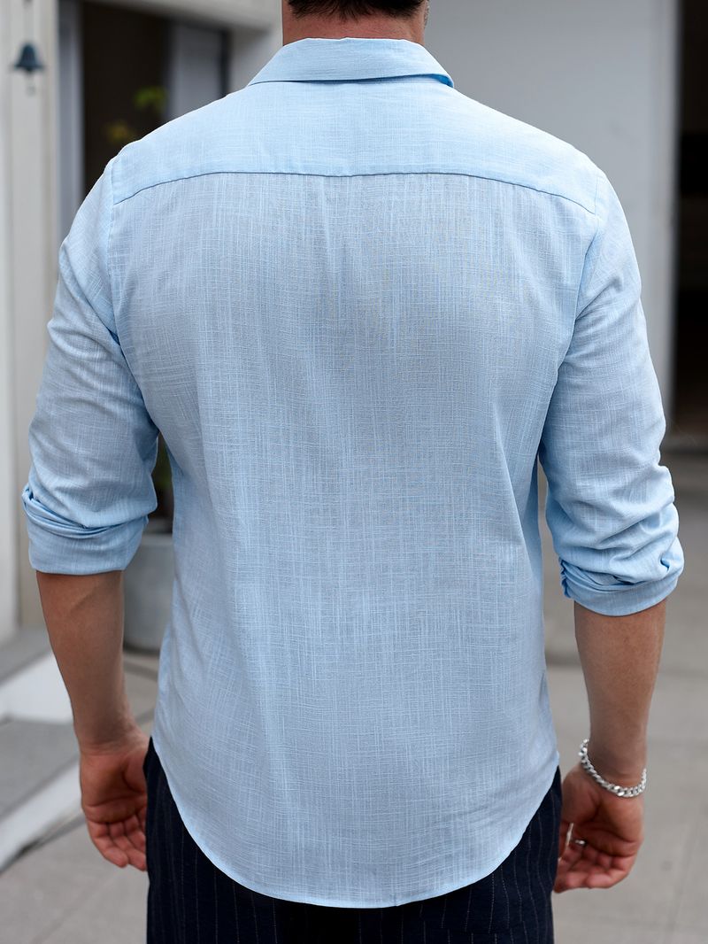 Men's Clothing High End Light And Breathable Shirt Solid Color Casual Long Sleeved Shirt Button_voghion.com