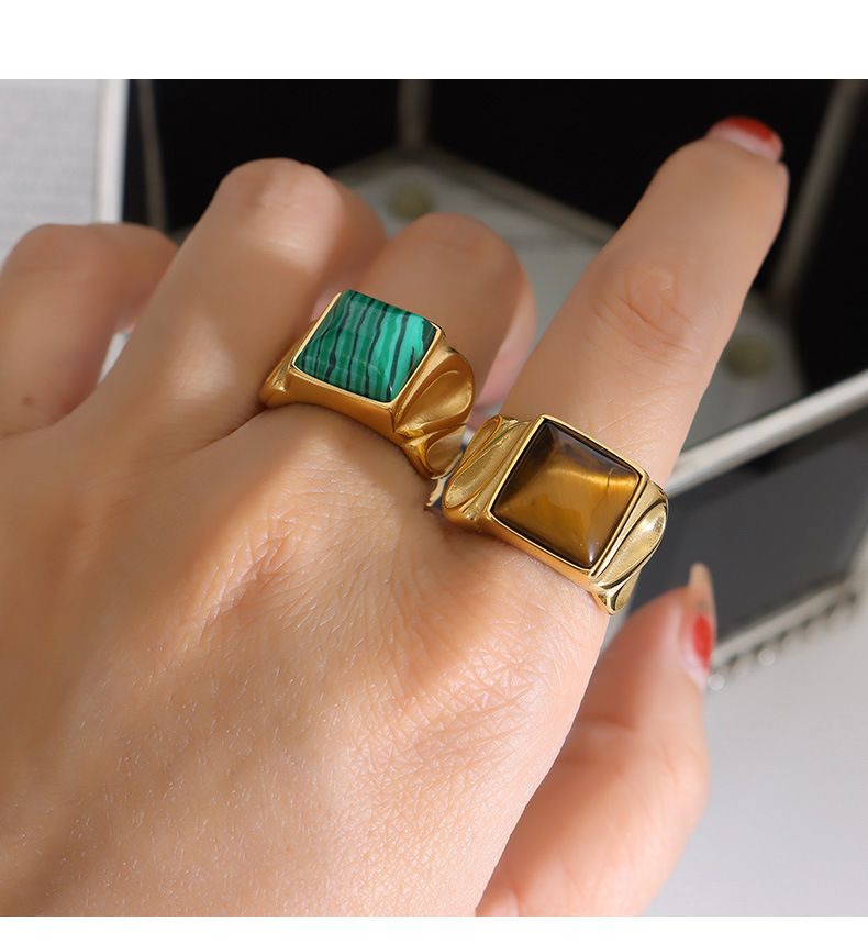 Damenschmuck Sanftes Temperament Eingelegter natürlicher Tigerauge-Steinring Beliebter Handschmuck_voghion.com