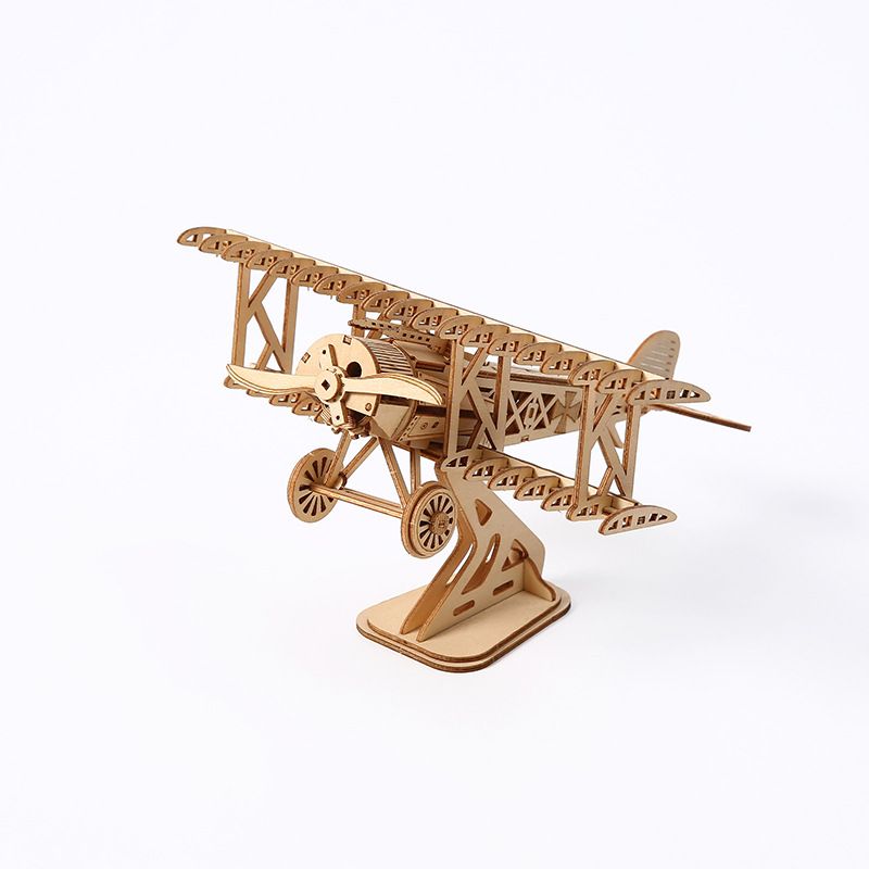 New Aircraft 3D Wooden Three-dimensional Puzzle, Wooden Toys Educational Assembly Toys DIY Creative Ornaments_voghion.com