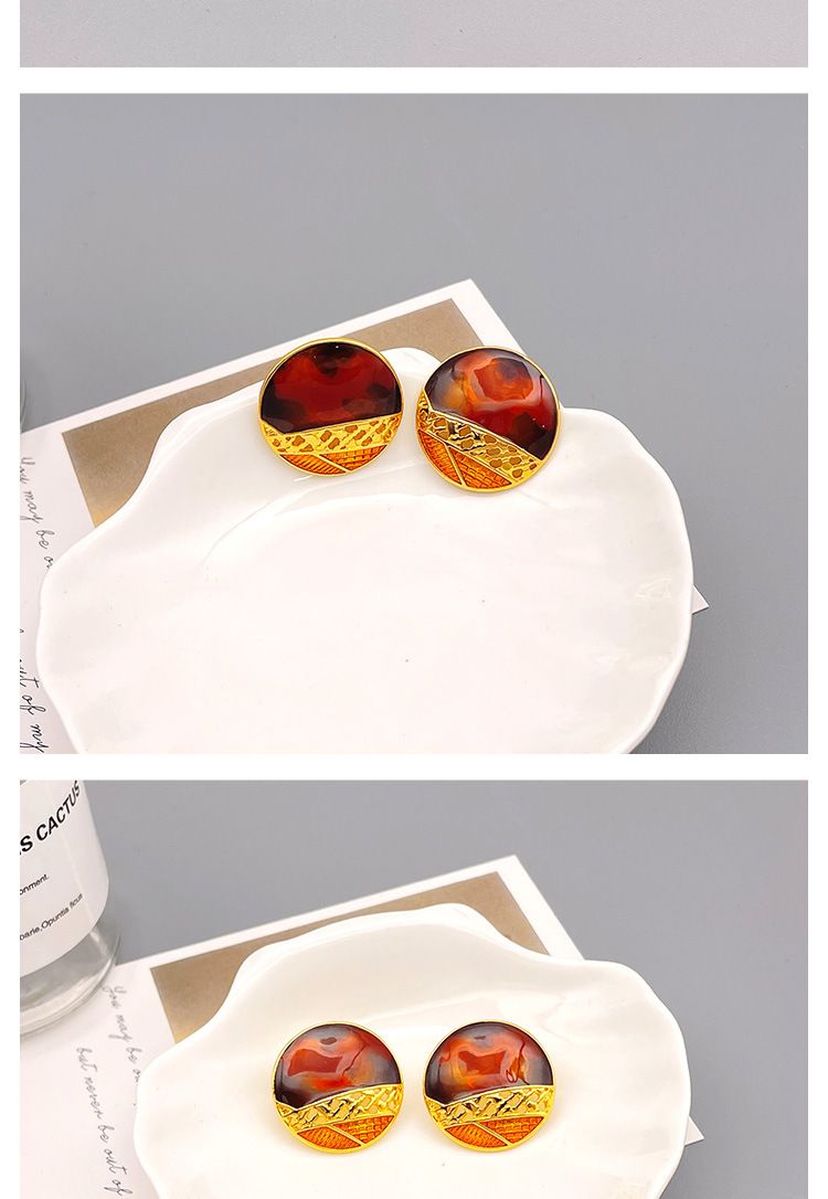 Vintage-Ohrringe mit großen Nadeln im Pop-Stil, Emaille in Farbe, Silber, personalisierte Messing-Galvanisierung, echtes Gold_voghion.com