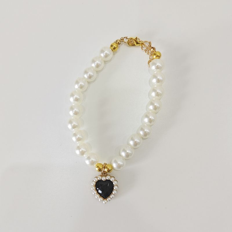 ✅Collana per animali domestici con perle, collare, ciondolo a forma di cuore, catena per collo di gatto e cane_voghion.com