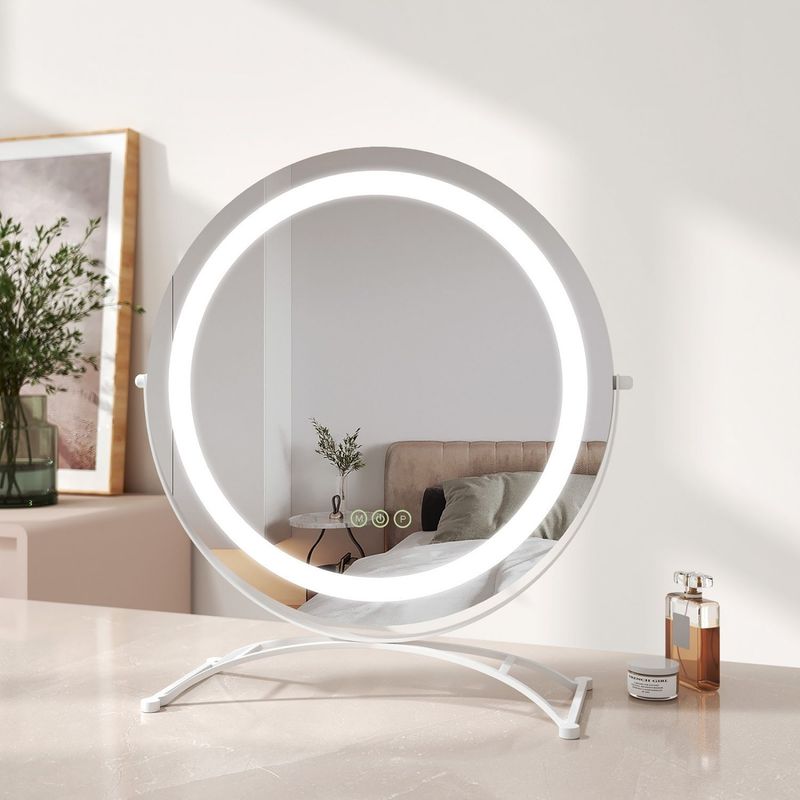 EMKE Round Hollywood Mirror With LED Lights Dressing Table Vanity Make Up Mirror_voghion.com