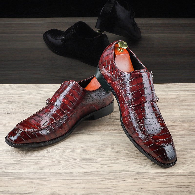 TerraStride 2025 Primavera Nuove Scarpe Casual da Uomo in Pelle con Punta a Punta e Fibbia Laterale, Modello Coccodrillo_voghion.com