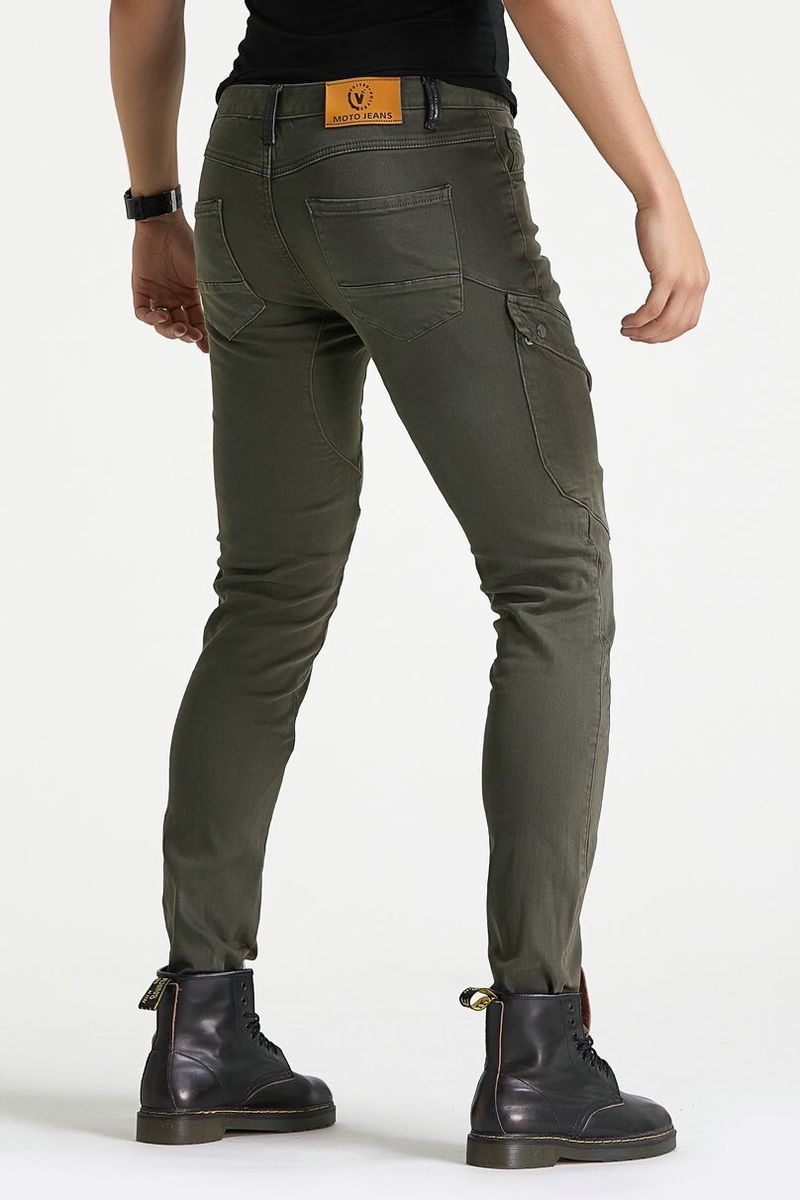 Jeans de moto pour hommes et femmes - Pantalons de motard coupe droite pour la course et le tout-terrain - Denim protecteur avec coutures renforcées_voghion.com
