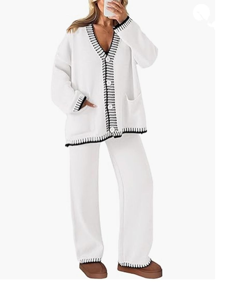 Dameskleding Mode Casual Gebreid Enkelrijs Tweedelig Pak Voor Vrouwen_voghion.com