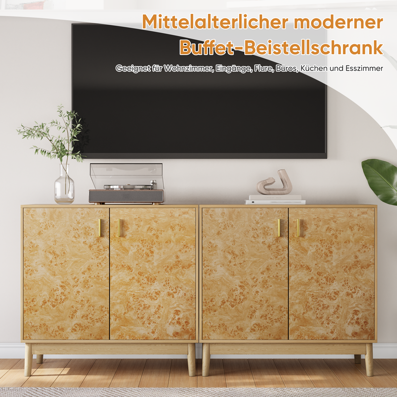 Buffetschrank Landhausstil Mit Massivholzbeinen, Verstellbaren Regalen_voghion.com