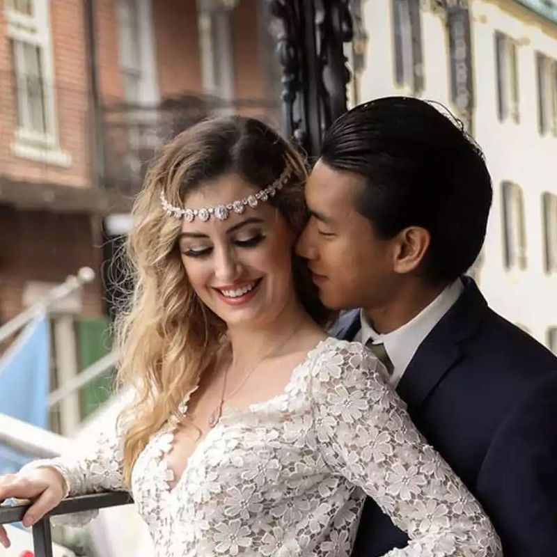 Strass rotondo con catena sulla fronte, accessori per capelli da sposa alla moda, fascia per capelli femminile_voghion.com