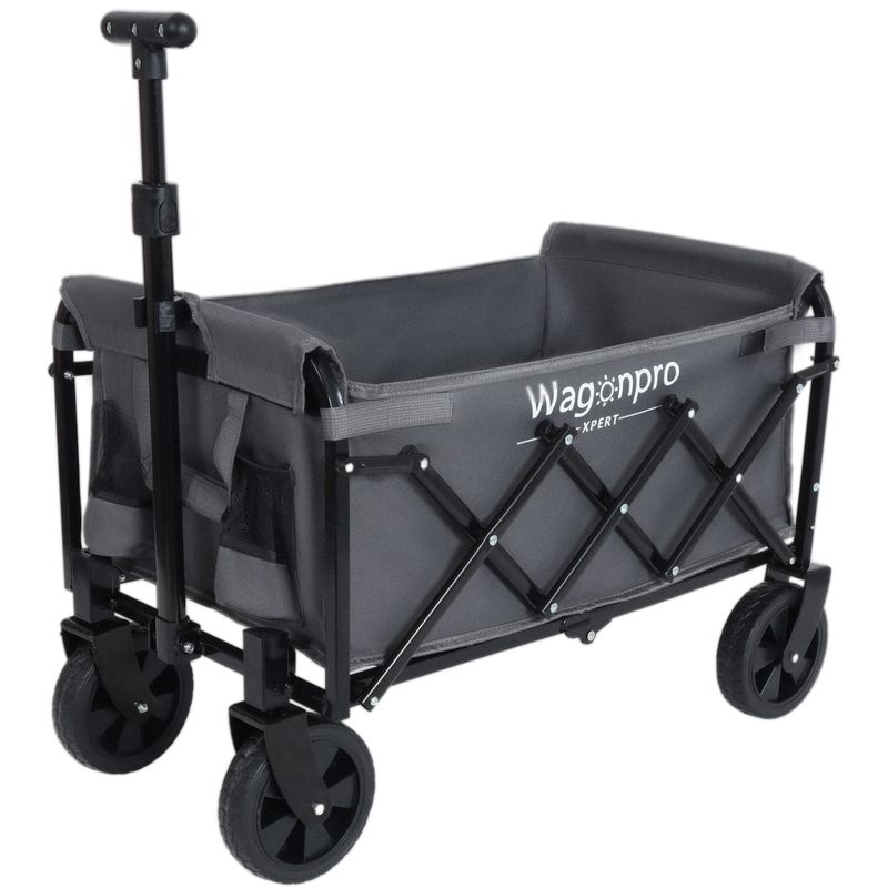 Expandable Dual-Layer Utility Wagon With 100% Extra Space - 225lbs Grocery Cart For Camping, Shopping, Sports, Gardening, Fishing, Gray_voghion.com