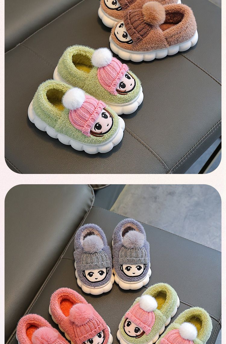 Borsa per scarpe da bambino con tacco caldo, pantofole per bambini famose su Internet, scarpe di cotone di peluche carine e antiscivolo per la casa_voghion.com