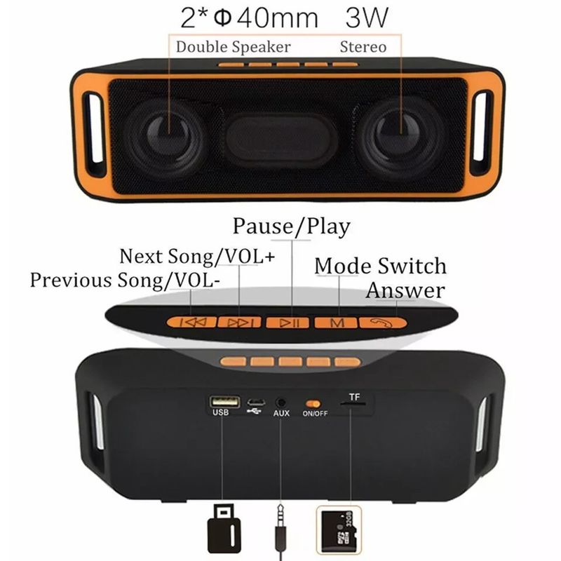 ENCEINTE BLUETOOTH SANS FIL HAUTE BASSE PORTABLE HAUT-PARLEUR STÉRÉO INTÉRIEUR/EXTÉRIEUR_voghion.com