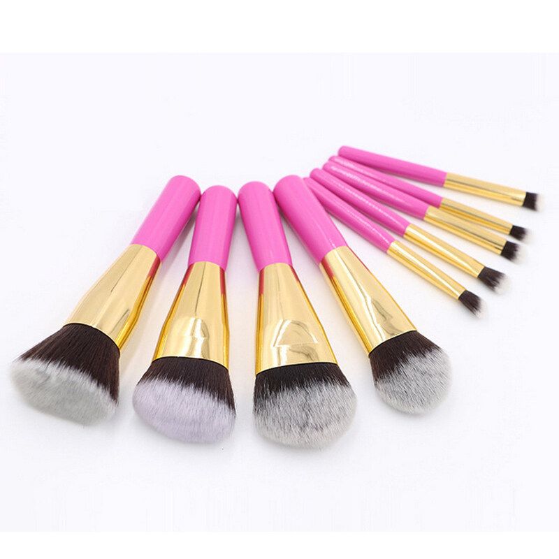9-teiliges Reise-Make-up-Pinsel-Set, gelb oder rosa, kurzer Griff, Puder, Rouge, Lippenpinsel-Set, Beauty-Make-up-Tools_voghion.com