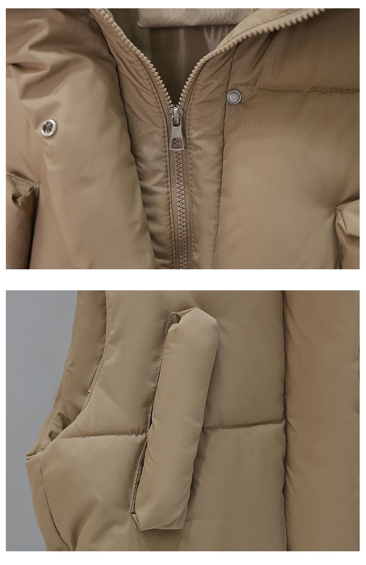 Doudoune sans manches matelassée légère pour femme, col montant, fermeture éclair et poches multiples (noir, kaki, beige)_voghion.com
