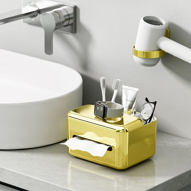 Cajón de pañuelos de escritorio, soporte para servilletas de papel, caja de almacenamiento para control remoto, soporte para pañuelos multifuncional_voghion.com