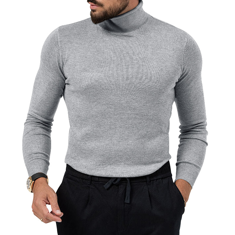 Hochelastischer Rollkragenpullover aus gestricktem Kaschmir für Herren mit dicker, warmer Unterwolle_voghion.com