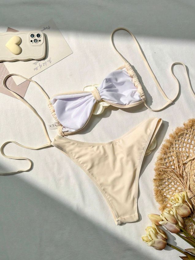 Costume da bagno bikini con fiori tridimensionali alla moda per donna_voghion.com