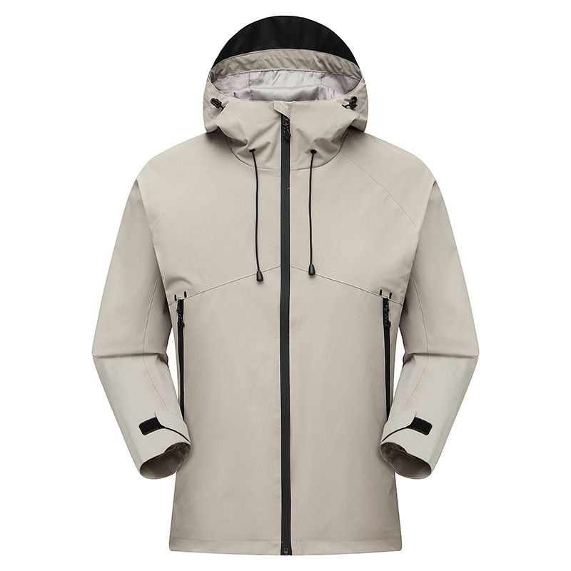 Herbst Winter Neue Herren Paar Winddicht Wasserdicht Knitterfrei Outdoor Kapuzenjacke Einfarbig Single-Pull_voghion.com