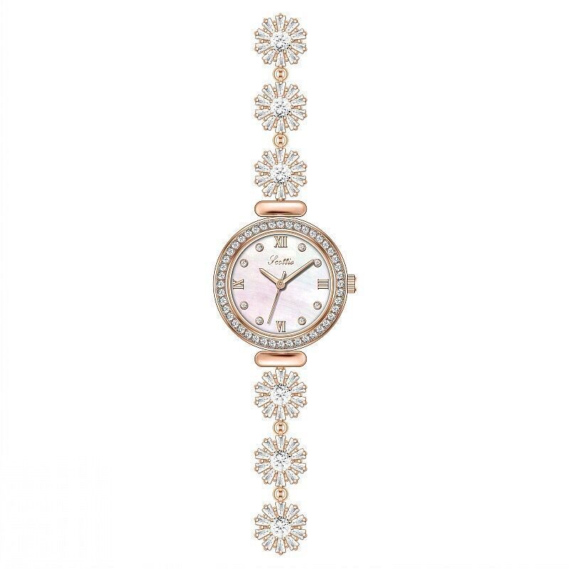 Orologio da donna Scottie Snowflake con bracciale girevole e quadrante piccolo con diamanti, quadrante Beimu_voghion.com
