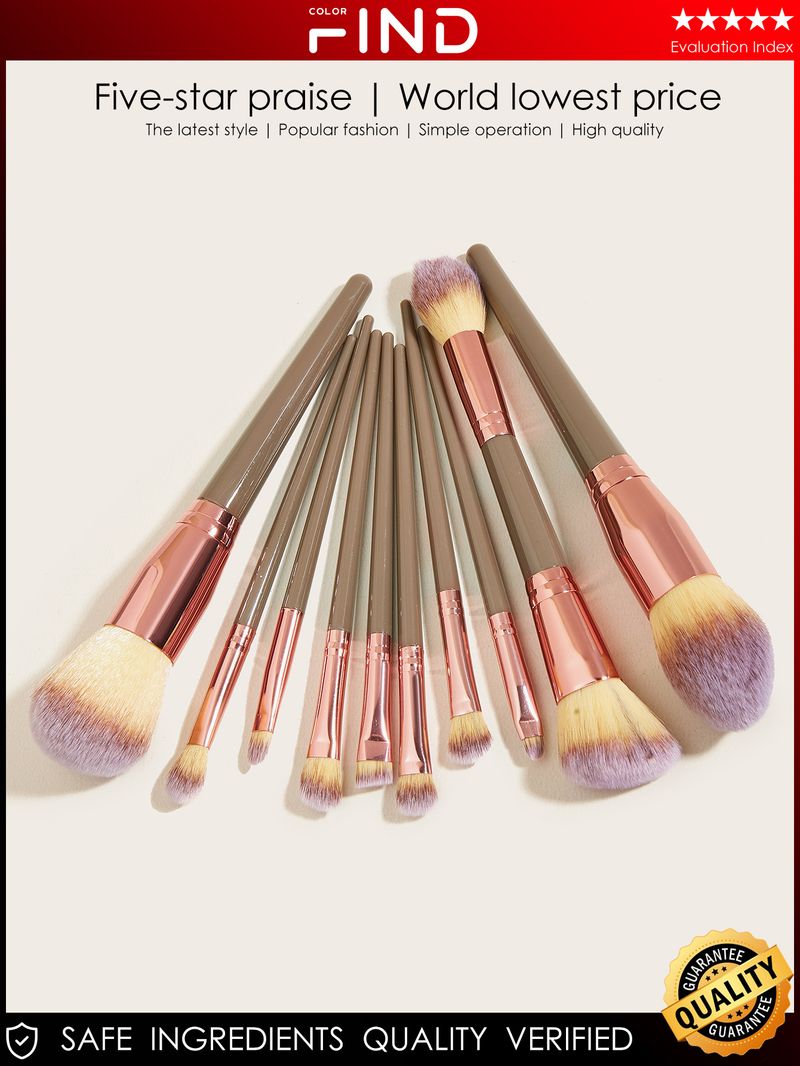 10-teiliges braunes Make-up-Pinsel-Set, extra groß, inklusive Grundierungspinsel, doppelseitiger Pinsel FINDCOLOR Direktverkauf ab Werk_voghion.com