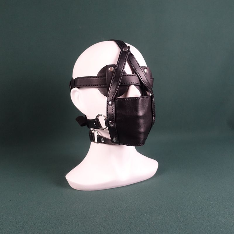 Bavaglio per flirtare con la gola profonda, imbracatura per cavalli, maschera per gli occhi, palla per la bocca, anti-vomito, sexy per uomini e donne_voghion.com