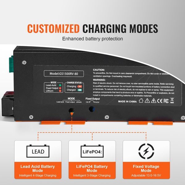 VEVOR RV Converter 80 Amp 110V AC To 12V DC RV Power Converter Battery Charger_voghion.com