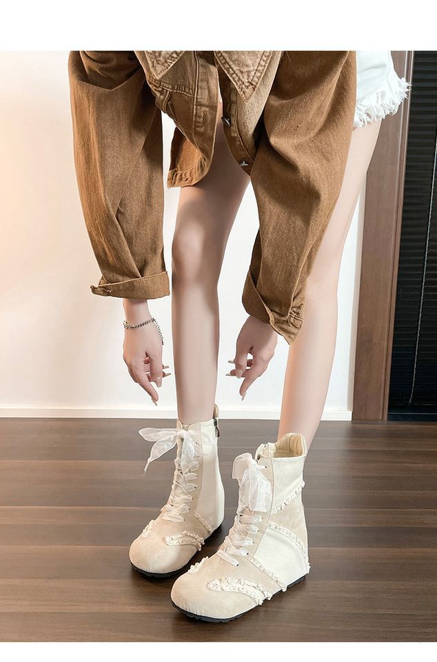 Stivali da boxe da donna con aumento dell'altezza Martin 2025 Nuovi stivali da boxe a tubo corto versatili autunnali con suola spessa e scarpe da allenamento piccole per donne_voghion.com
