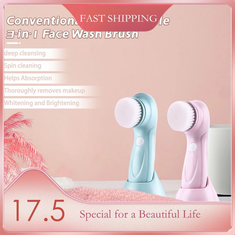 3-in-1 Electric Facial Cleanser Rotating Massage Face Brush Blackhead Pore Cleaner Deep Cleansing_voghion.com