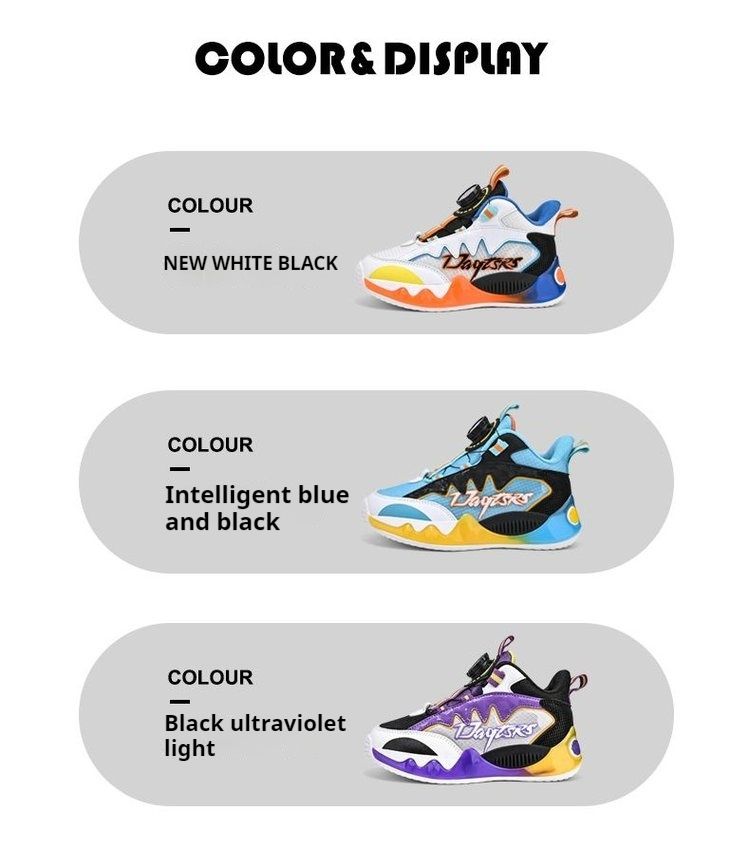 High top trendy sports basketball shoes for children without straps_voghion.com