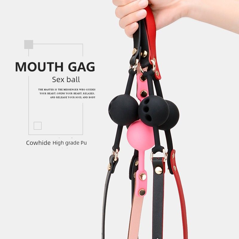 Palla bavaglio in silicone per la bocca, di piccole dimensioni, per uomini, in stile pelle di mucca di alta qualità, con fori, anti-vomito, divertimento in camera_voghion.com