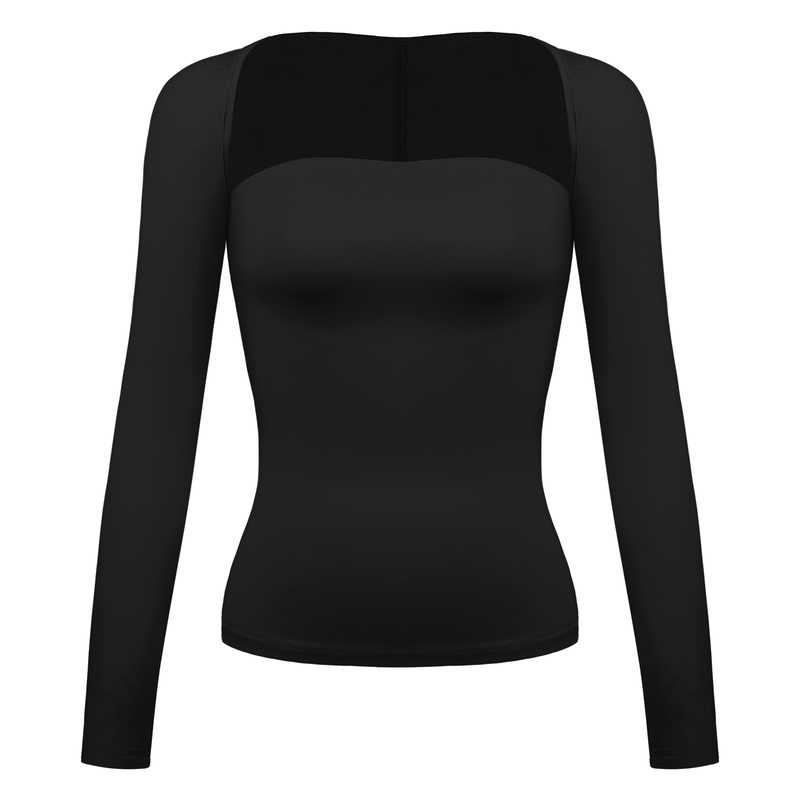 Sexy T-skjorte med tubetopp og langermet tettsittende bluse til dame, todelt sett med topper_voghion.com