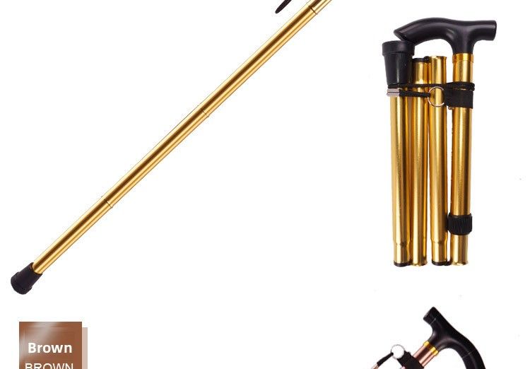 Five-Section Folding Ultra-Short Trekking Pole Climbing Travel Hiking T-Handle Cane Five-Level Adjustment Telescopic_voghion.com