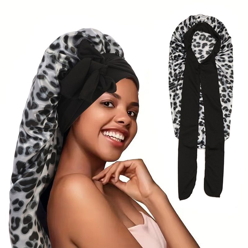 Cuffia da uomo con stampa leopardata multicolore, a righe larghe, a tesa larga, elastica, per salone di bellezza, per la cura dei capelli, con chignon elastico, berretto indiano_voghion.com