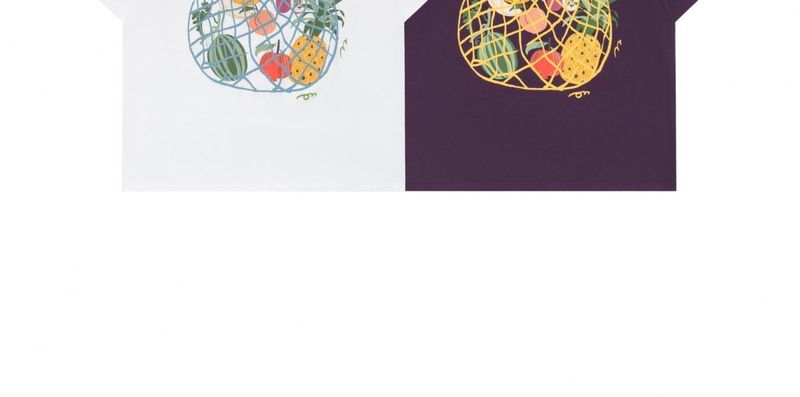 American2025 Summer Limited Edition Trendy Brand Fun Graffiti Fruit Basket Maniche corte in puro cotone colorato_voghion.com