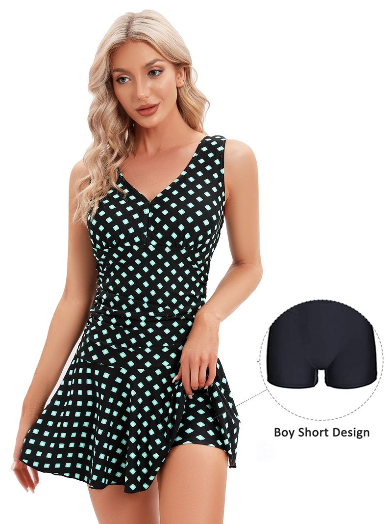Traje de baño conservador de una pieza con estampado de cerezas para mujer, de talla grande, que cubre el vientre y adelgaza las aguas termales_voghion.com