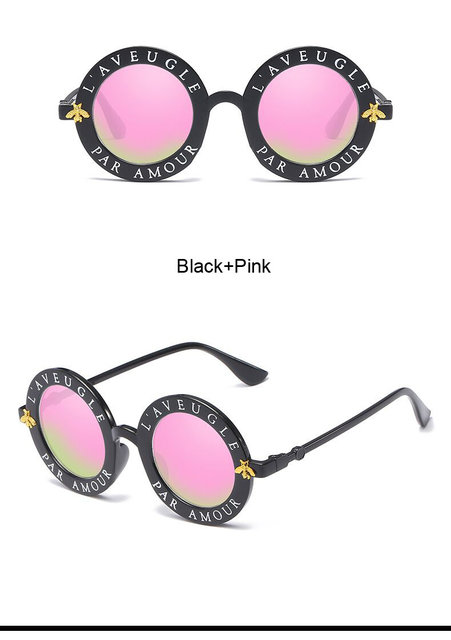 2020 New Fashion Round Frame Sunglasses Woman Vintage Sun Glasses Female Bee Design Brand Designer UV400_voghion.com