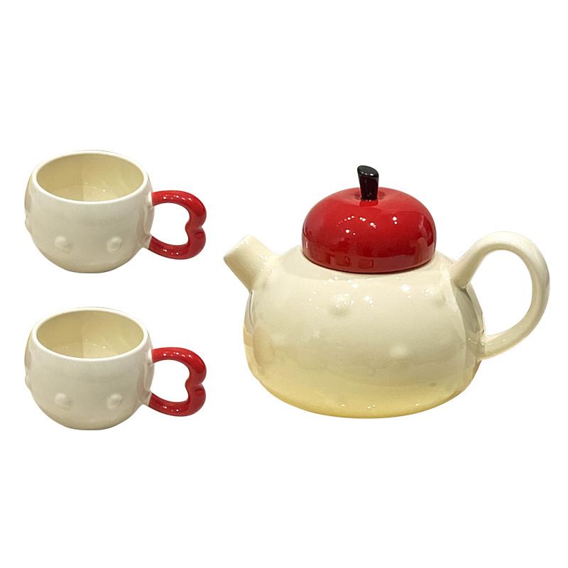 Home Furniture High value ceramic water set tea set simple creative home living room entertaining drinking water cup kettle teapot teacup_voghion.com