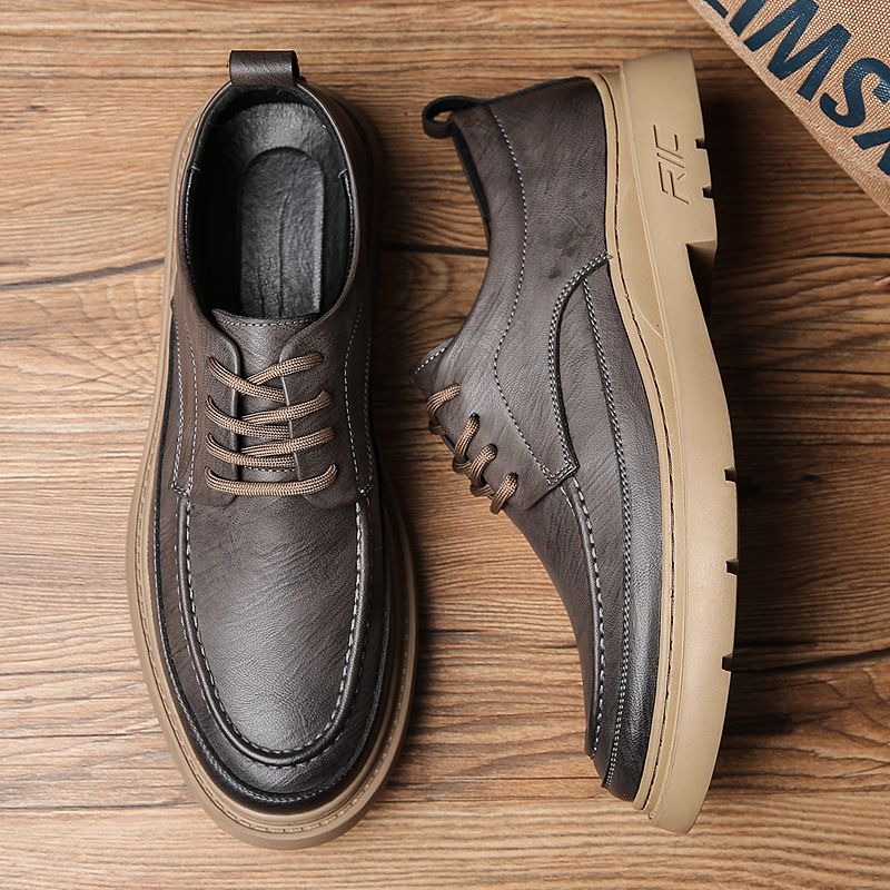 Suitable For All Seasons 2024 Spring Summer Loafers Men's Casual Driving Soft Sole Fashion Lace-up Versatile Sports Leather Shoes_voghion.com
