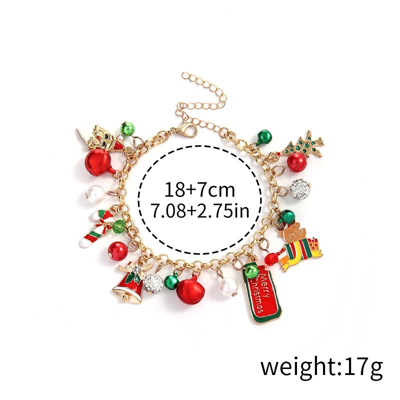 Bracelets à maillons et chaîne en argile souple en alliage avec sapin de Noël et élan mignons_voghion.com