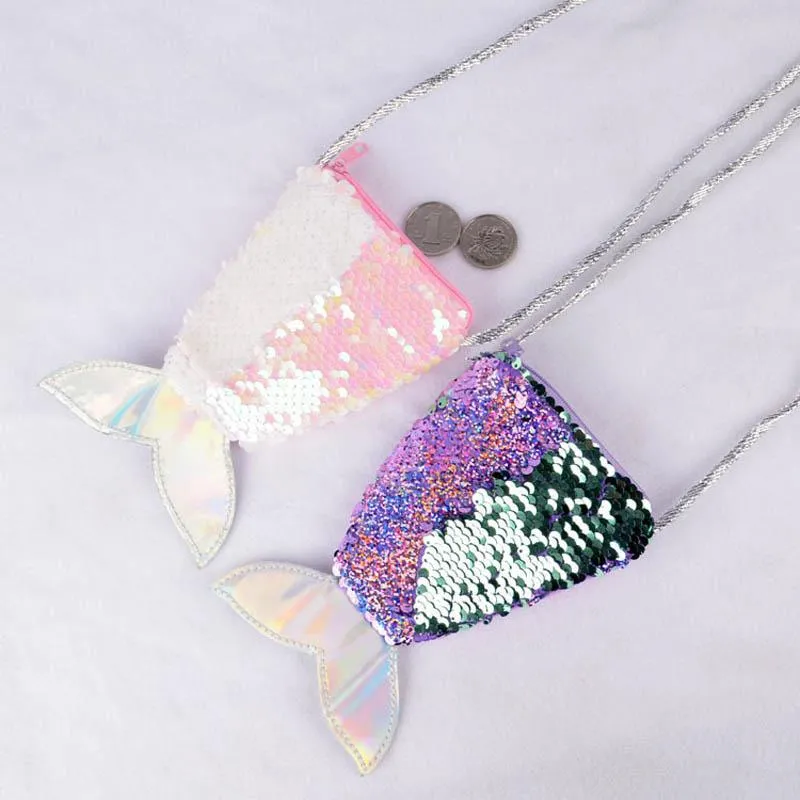 Monederos para niñas pequeñas Monederos de sirena con lentejuelas para niños Bolsos tipo mensajero Bolsos de diseñador Mini bolsos para niñas Monedero para niños_voghion.com