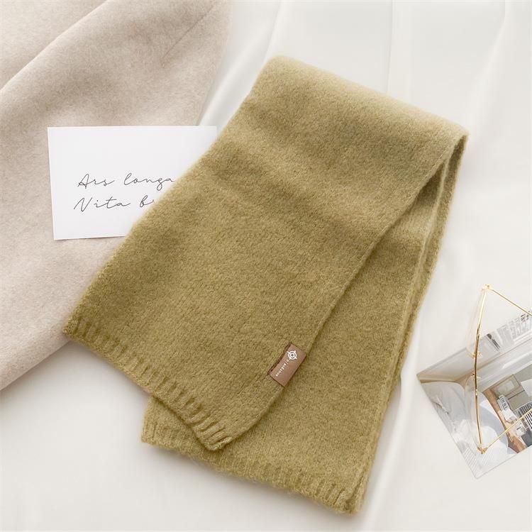2025 New Trendy And Easy To Match Small Scarf Women's Autumn And Winter Soft Waxy Knitted Imitation Cashmere Neck Protection Scarf_voghion.com