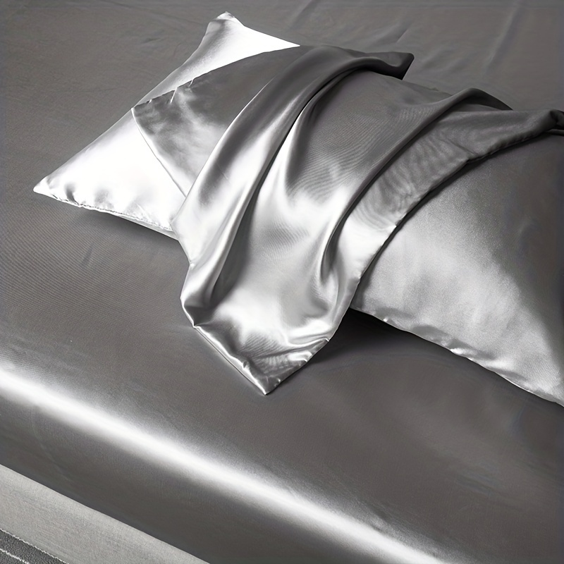 Set lenzuola con angoli in raso tinta unita 2/3 pezzi, set lenzuola con angoli morbidi, adatto per camere da letto, stanze degli ospiti (1 * lenzuolo con angoli + 1/2 * federa, senza nucleo)_voghion.com