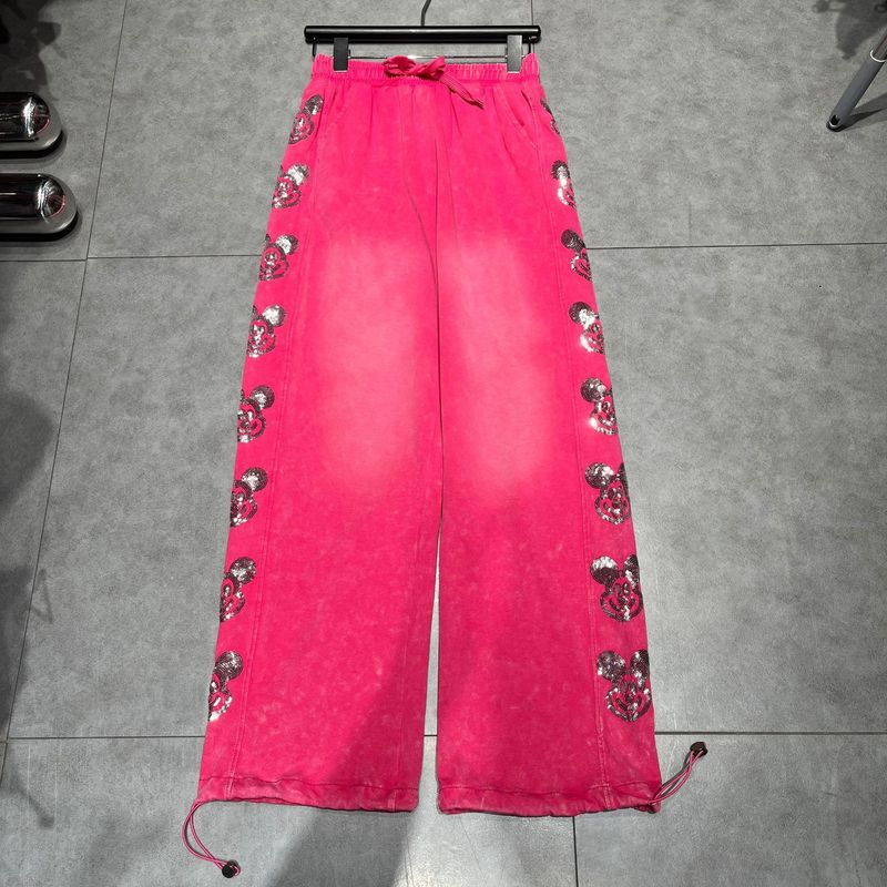 Women's Clothing Heavy Industry Hot Diamond Cartoon Sweatpants Slim Elastic Waist Casual Sports Trousers_voghion.com